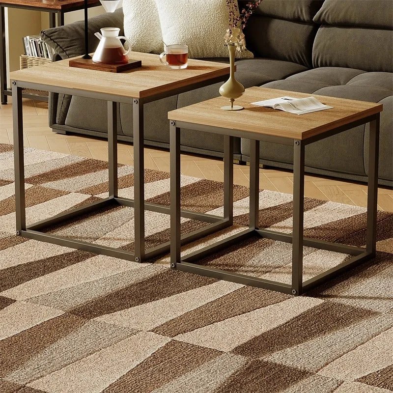 Stolik kawowy ława stół zestaw stolików 2w1 loft industrialny jasny brąz