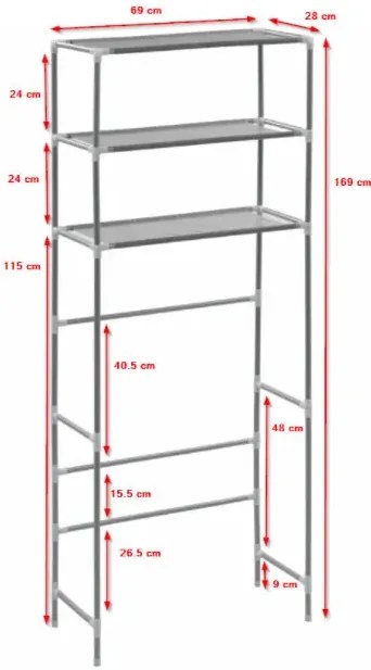 Srebrne półki nad pralkę tekstylne - Dexo 3X