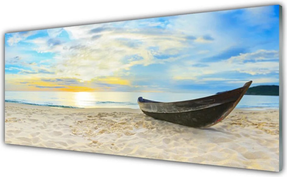 Panel Szklany do Kuchni Łódź Rybacka na Brzegu