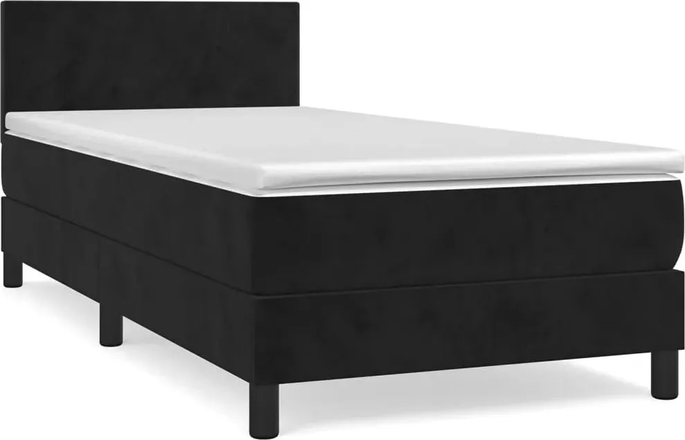 Kontynentalne czarne łóżko z materacem 90x200 L6-P81