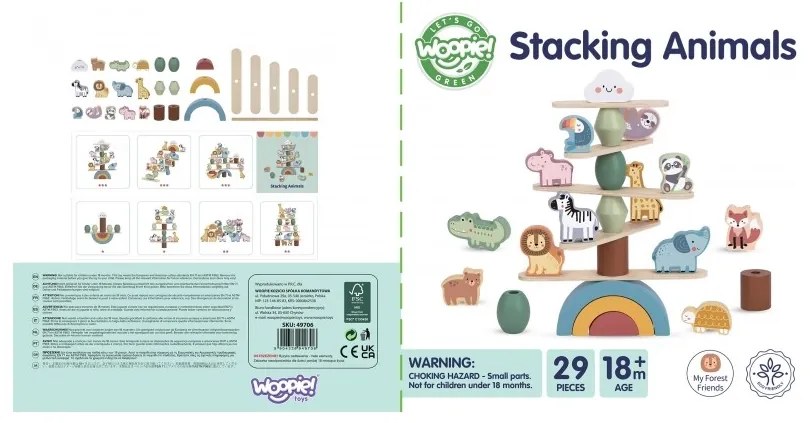 Woopie green balansujące drewniane zwierzęta układanka w stosy fsc
