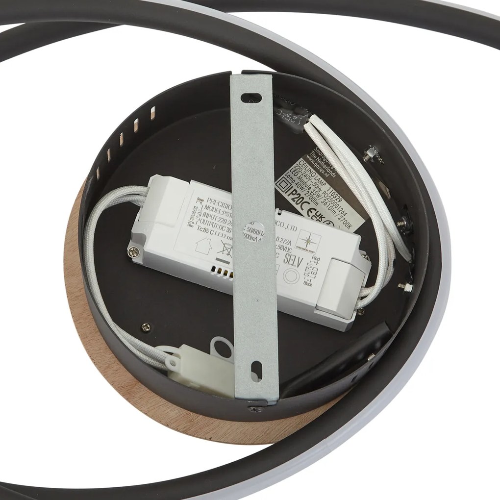 Designerska lampa sufitowa drewniana z LED z 3-stopniową regulacją ściemniania - Rowan