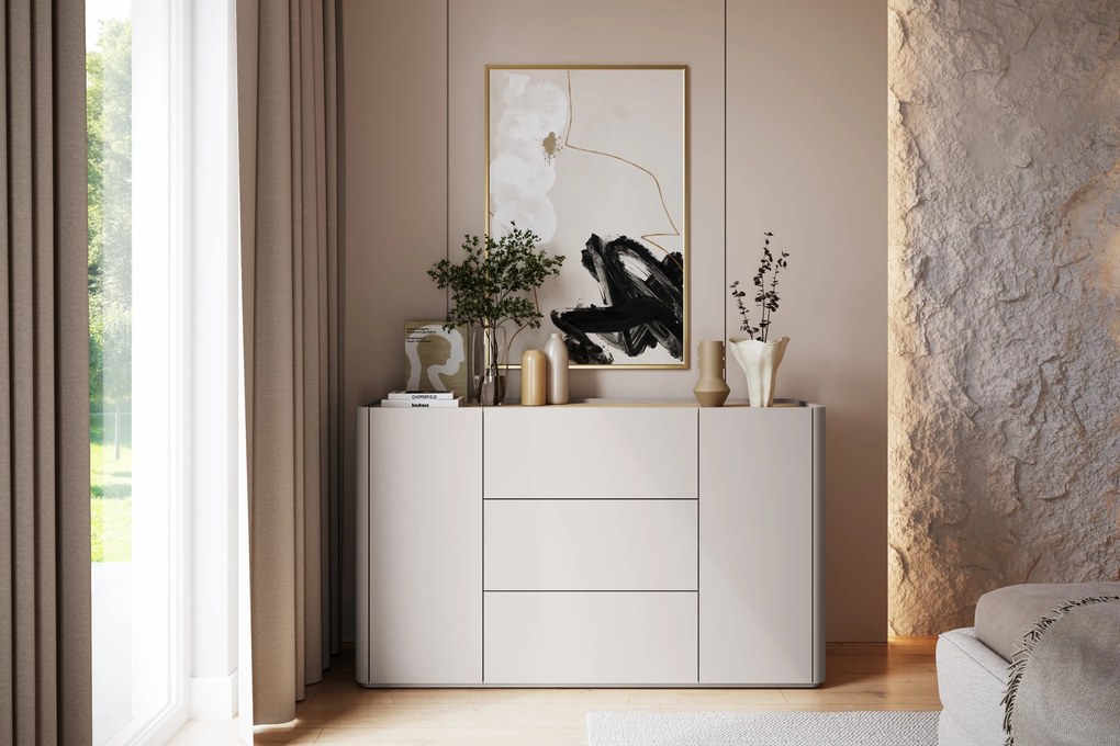 Komoda Elivo 150 cm z szufladami - kaszmir / dąb olejowany