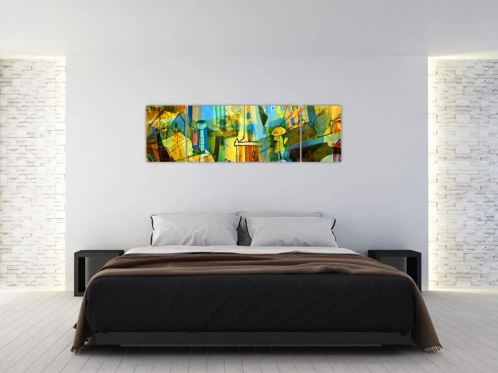 Obraz - Architektura, abstrakcja kubistyczna (170x50 cm)