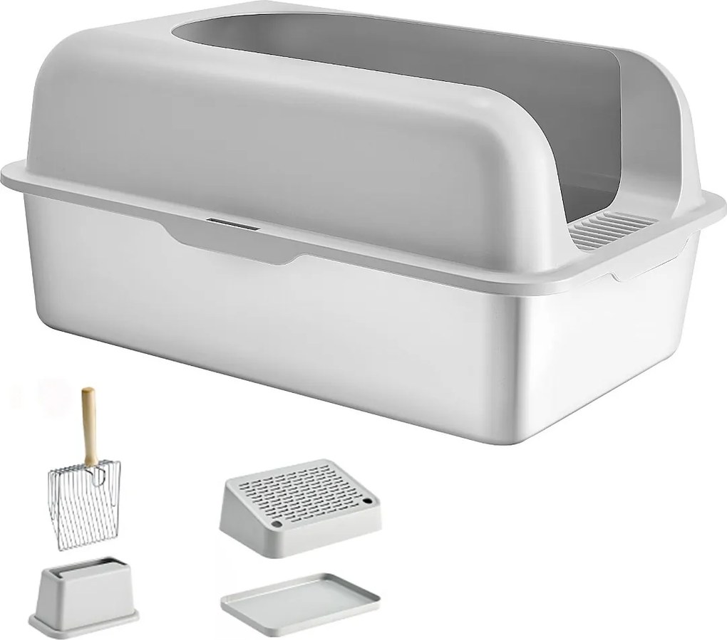 Kuweta dla Kota, SucceBuy XL, Kuweta dla Kota, Głęboka na 15.24 CM, Bezwonna, ze Stali Nierdzewnej z Podnóżkiem