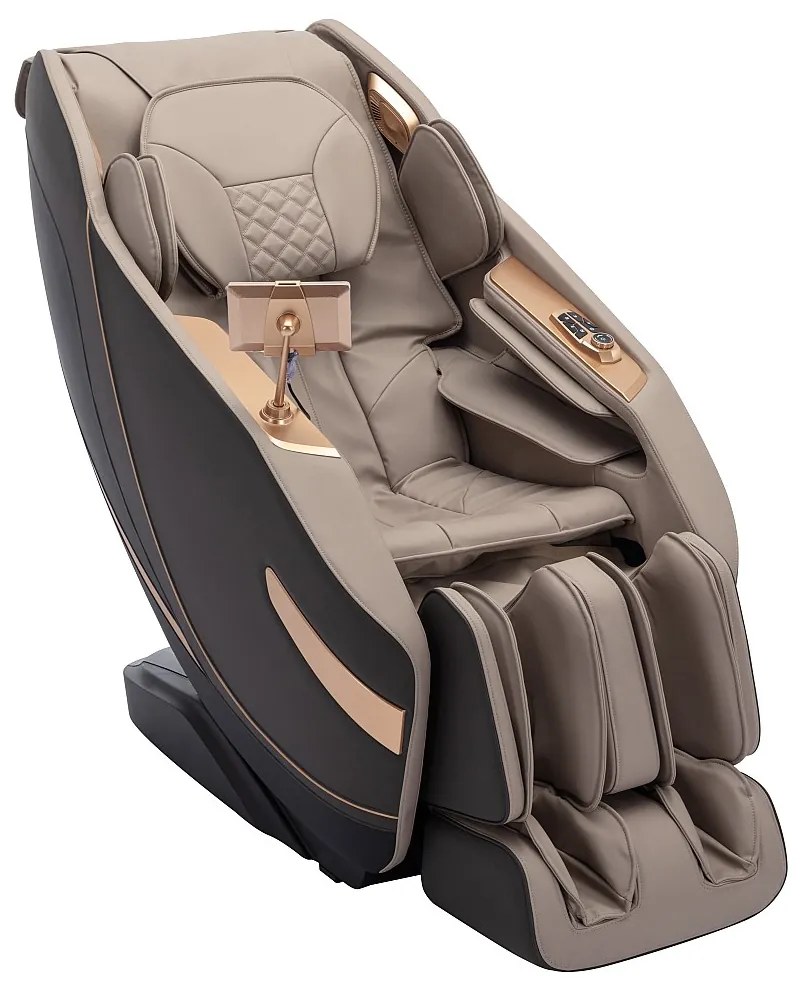 Fotel masujący z ekoskóry - System Zero Gravity - Beżowy - MOWATA