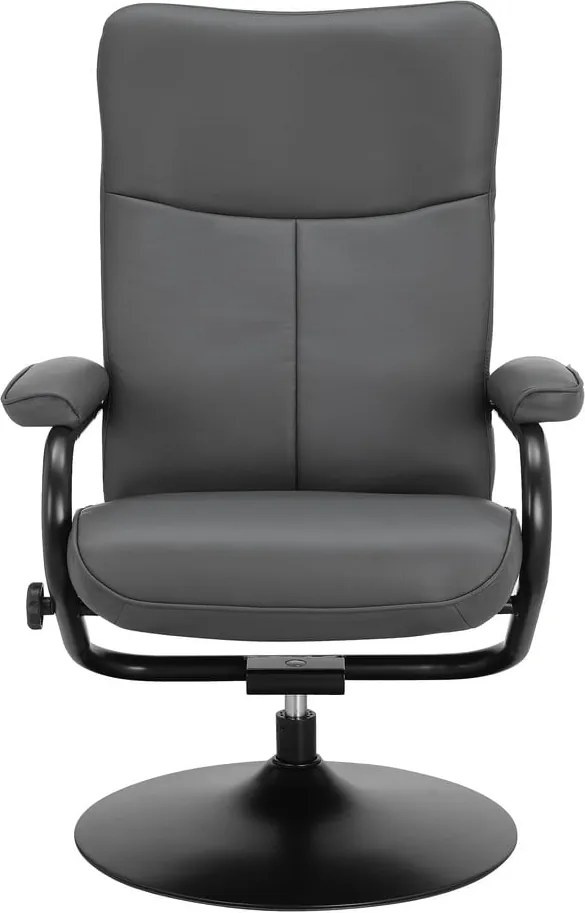 Szary fotel wypoczynkowy z imitacji skóry z podnóżkiem Istad – Støraa