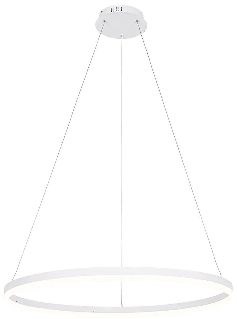 Designerska lampa wisząca biała 80 cm z wbudowanym LEDem o 3-stopniowej regulacji jasności - Anello Nowoczesny Oswietlenie wewnetrzne