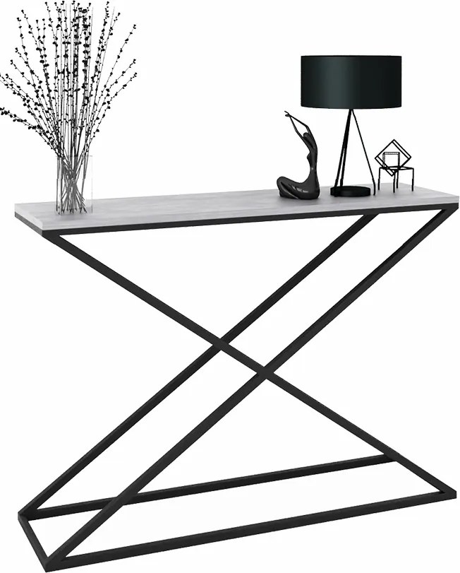 Nowoczesna konsola czarny + beton H6-B04