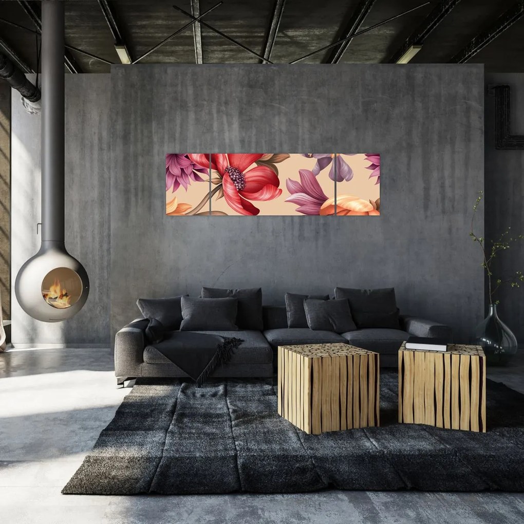 Obraz - Vintage Flowers (170x50 cm)