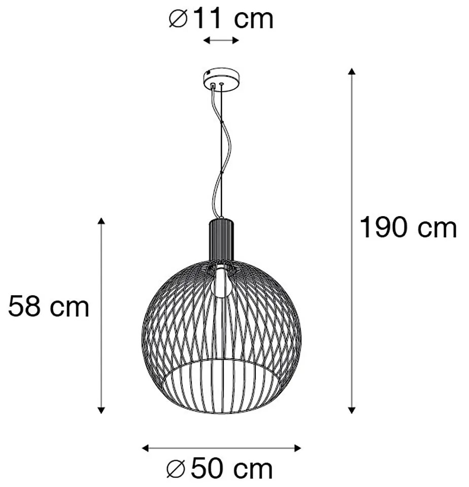 Inteligentna okrągła lampa wisząca czarna 50 cm z Wifi G95 - Dos Nowoczesny Oswietlenie wewnetrzne