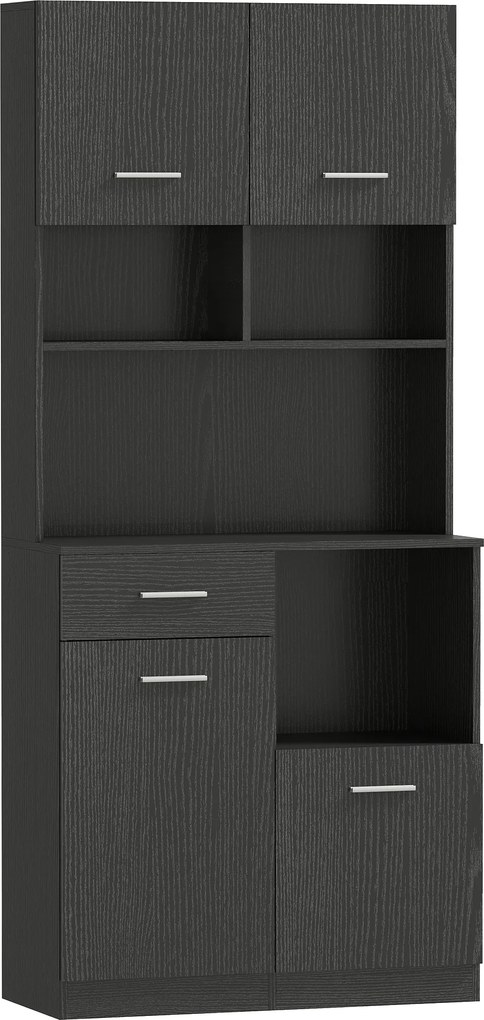 HOMCOM Szafka kuchenna, bufet z szufladą, drzwi Soft-Close, 80 x 35 x 180 cm, czarny