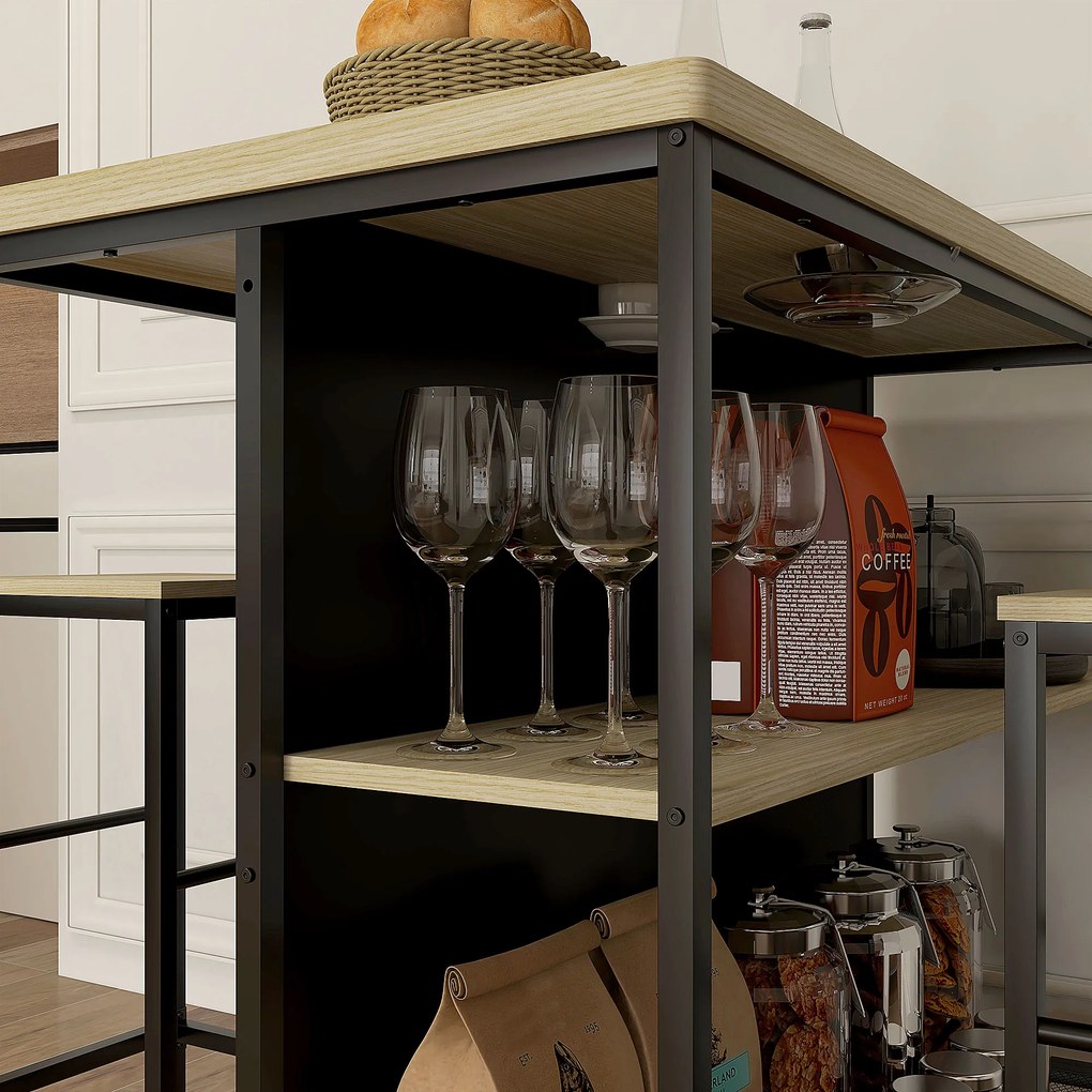 HOMCOM Zestaw barowy z 2 hokerami i stołem barowym odporny na plamy stabilny stalowa rama czarny dąb | Aosom PL