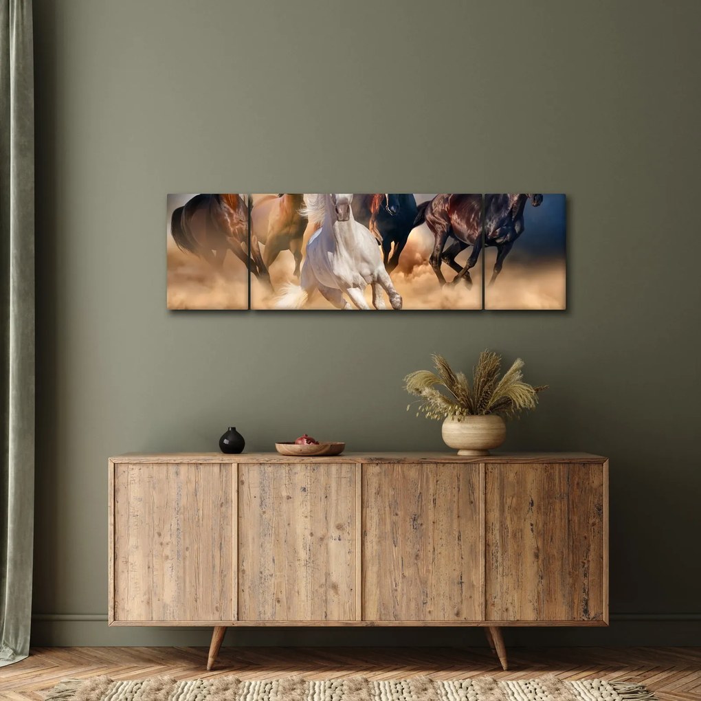 Obraz - Konie na pustyni (170x50 cm)