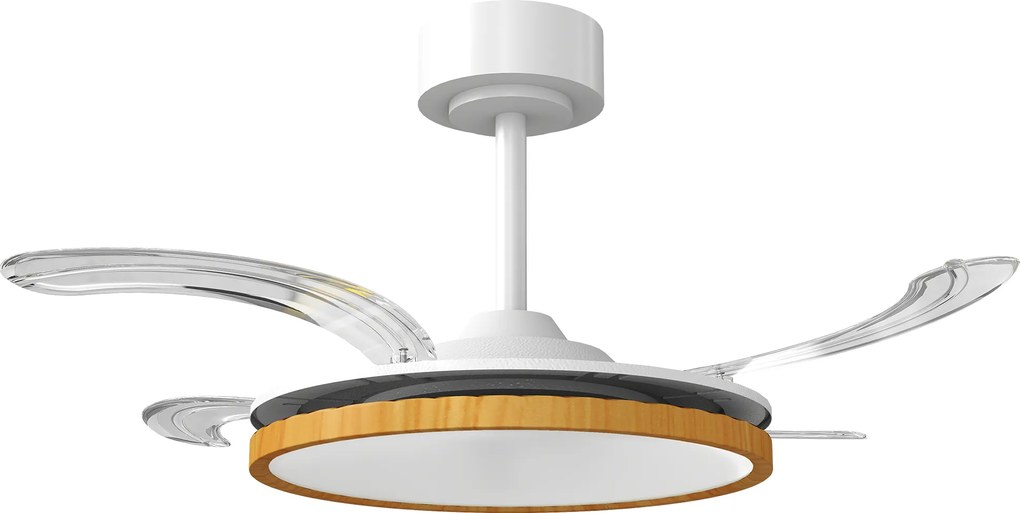 HOMCOM Wentylator sufitowy z lampą i pilotem, Ø95 cm, nowoczesny wentylator sufitowy LED ze składanymi łopatkami, drewno naturalne | Aosom PL