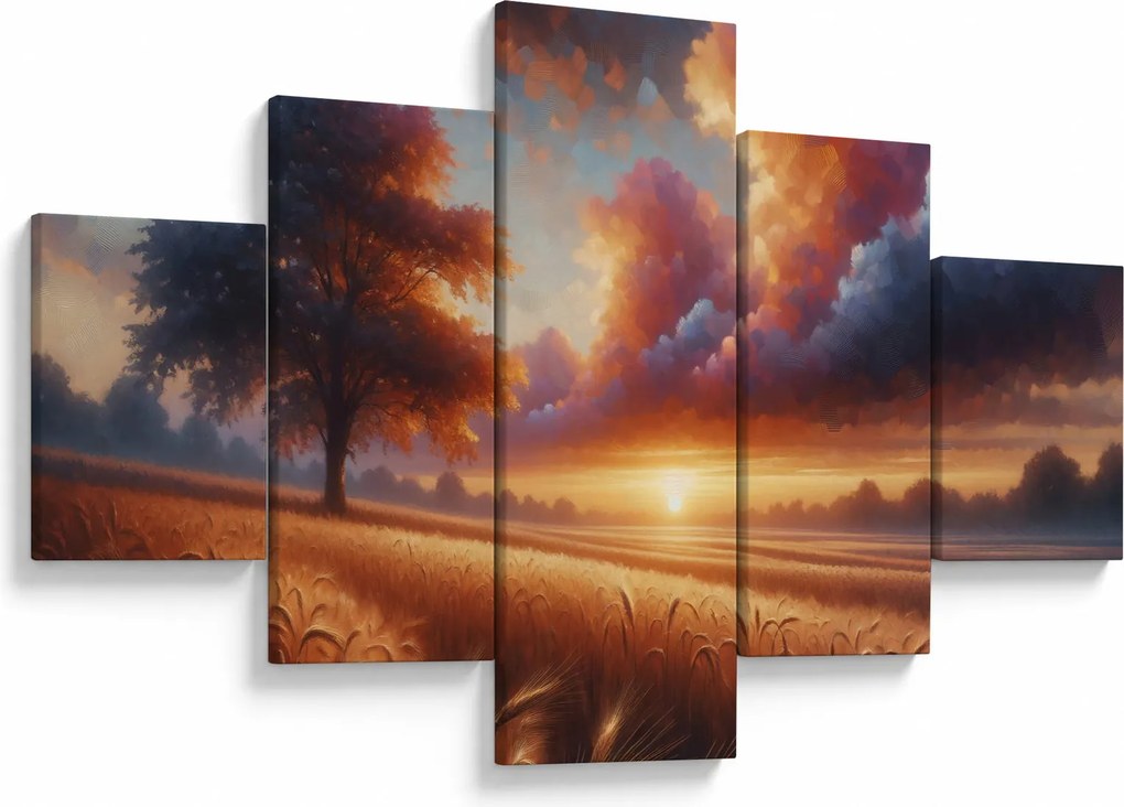Obraz – Zachód słońca na polu (125x70 cm)