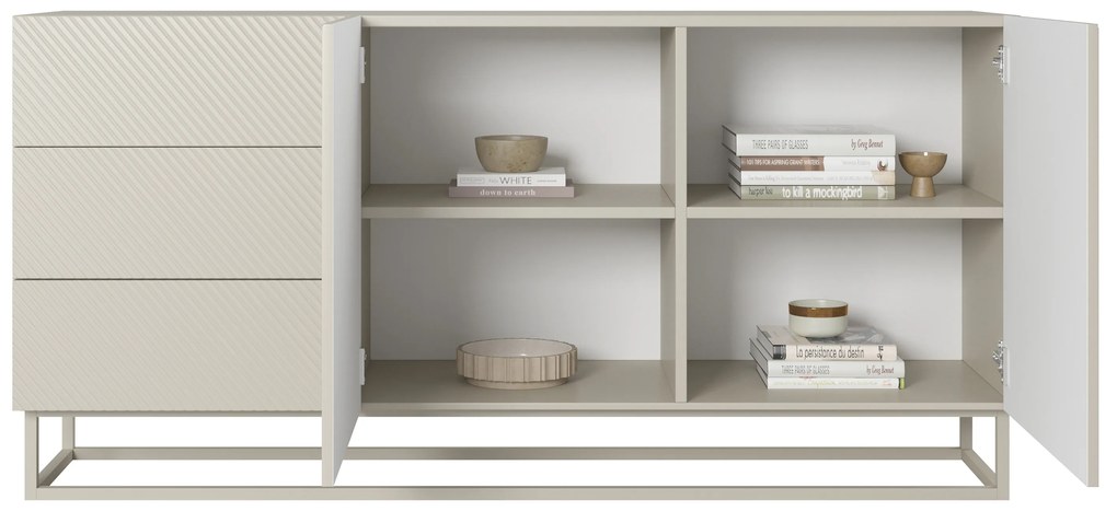 Komoda Asha 167 cm z szufladami na stelażu - kaszmir