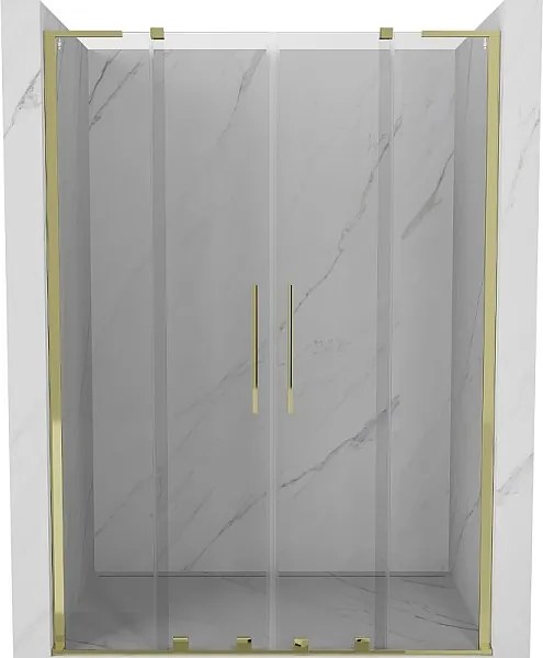 Mexen Velar L Duo drzwi prysznicowe rozsuwane 140 cm, transparent, złote - 871-140-003-02-50
