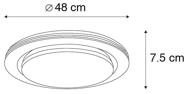 Inteligentny plafon biały 48 cm z LED i ściemniaczem RGB - Jochem