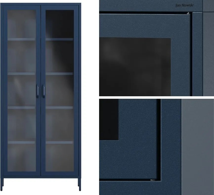 Metalowa witryna wysoka Modern Angelo granatowa