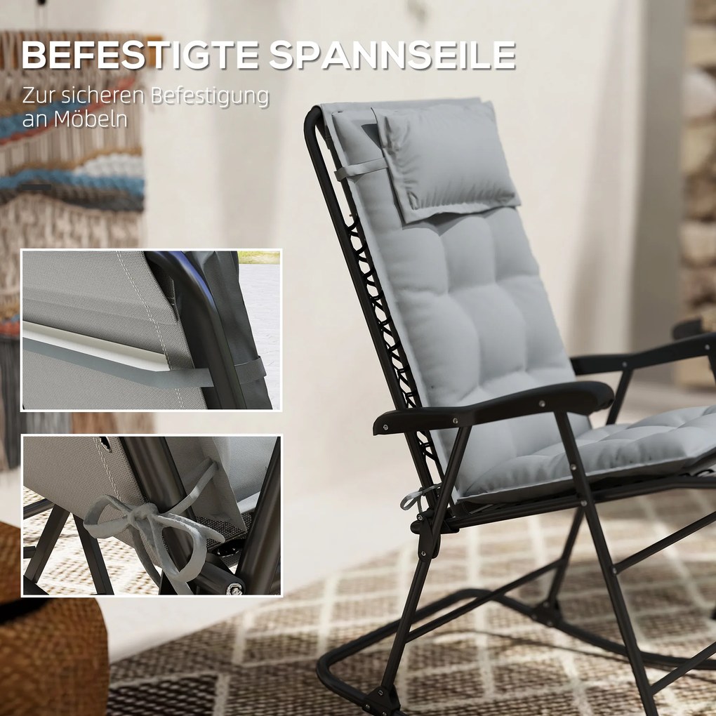 Outsunny Zestaw 2 poduszek na leżak ogrodowy Odporne na wodę 50x116x5 cm, Jasnoszary