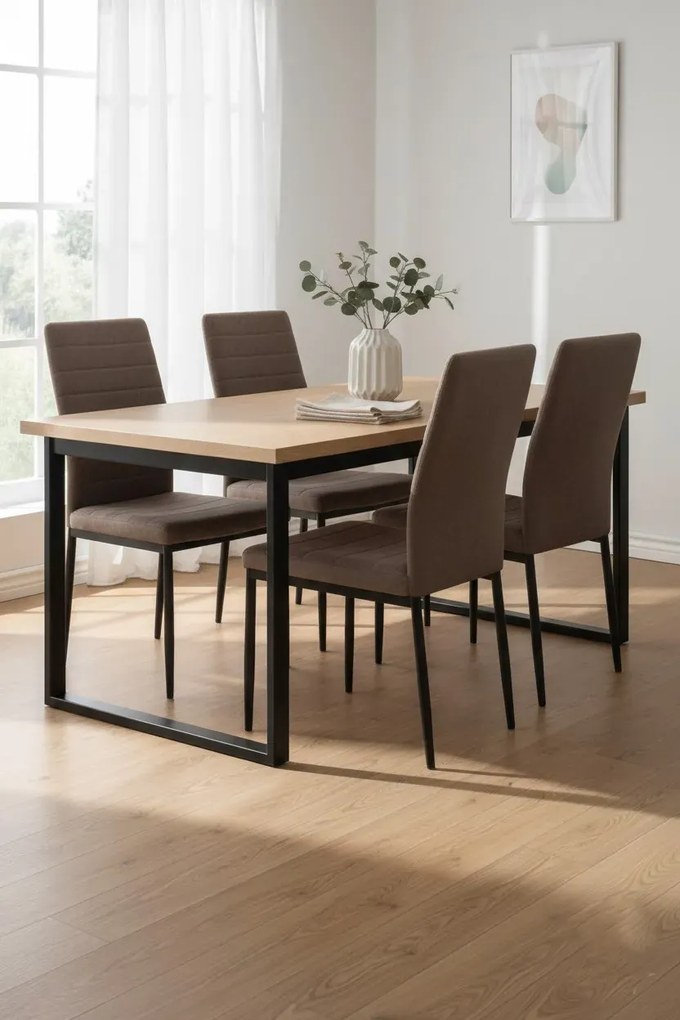 Komplet 4 brązowych nowoczesnych krzeseł tapicerowanych B8-A70