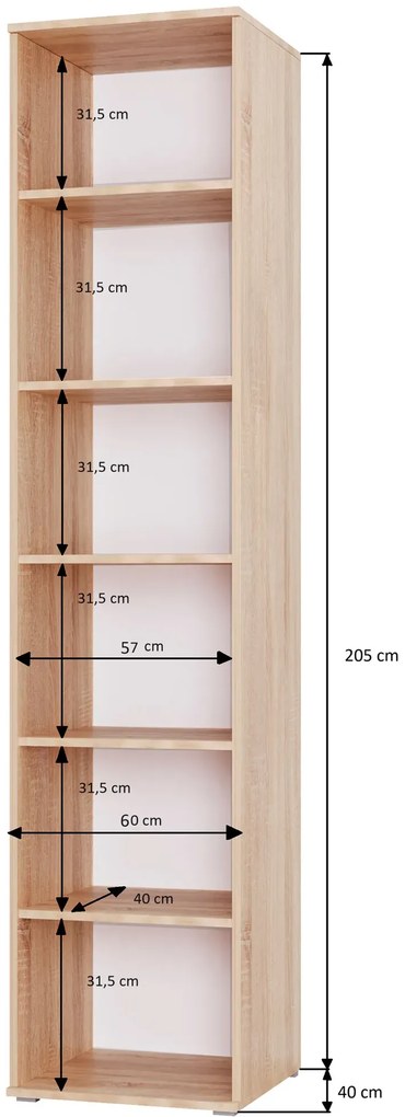Regał do garderoby 60 cm dąb artisan M2-Z87