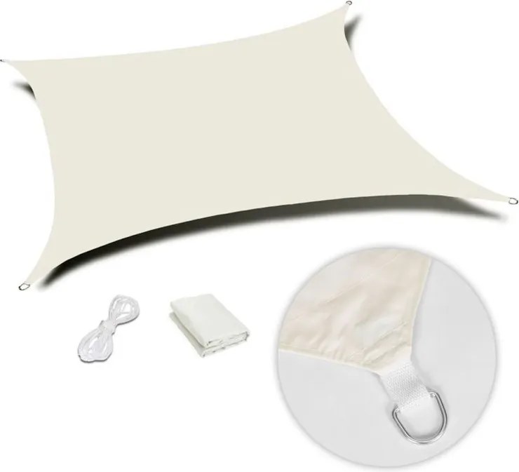 Kwadratowy żagiel przeciwsłoneczny 196B, daszek wodoodporny - 5x5 m, beżowy