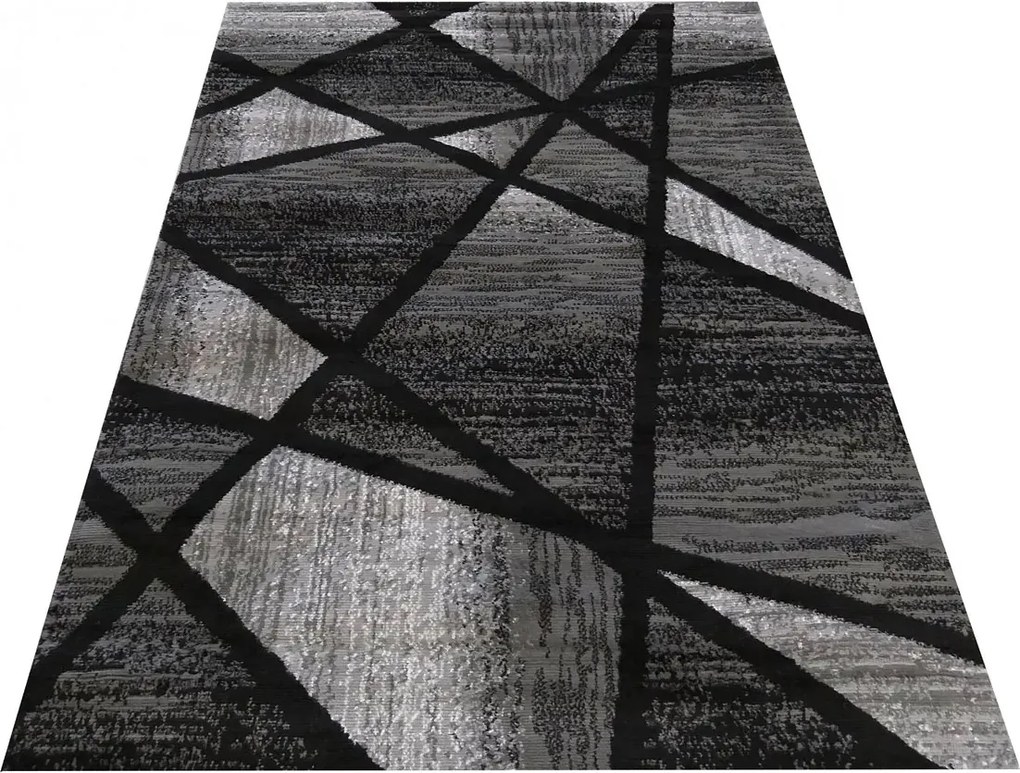 Czarno-szary geometryczny dywan L6-M13