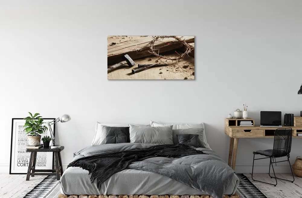 Zdjęcie na płótnie Krzyż, Ciernie i Młotek