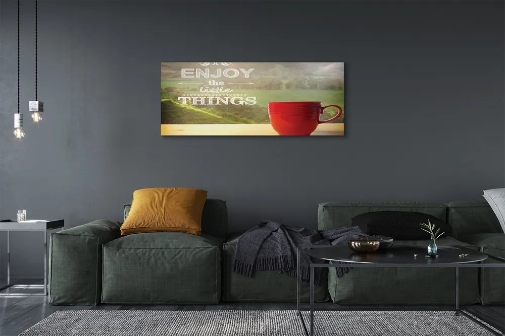 Obraz na płótnie Kubek z Napisem w Naturze