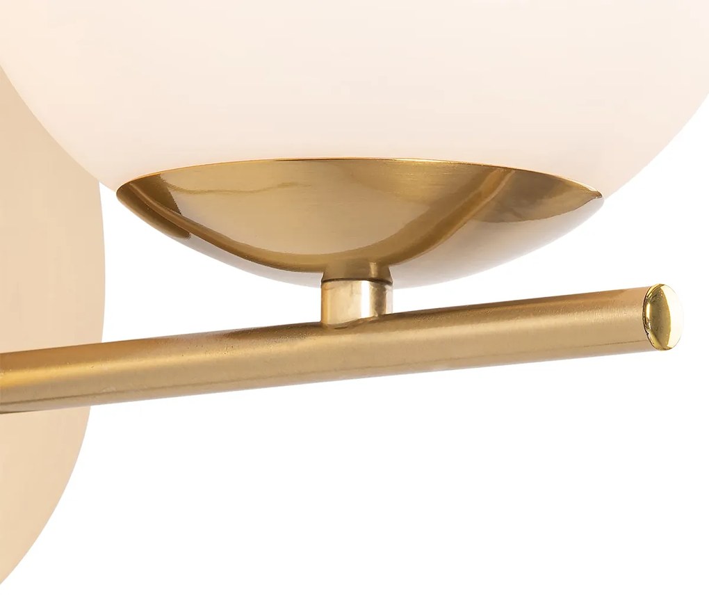Lampa ścienna w stylu art deco złota i opalowe szkło - FloreDesignerski Oswietlenie wewnetrzne