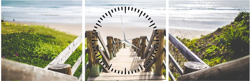 Obraz - Wejście na plażę (z zegarem) (90x30 cm)