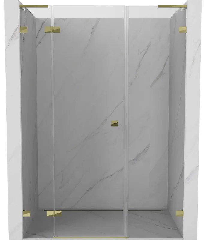 Mexen Lunar L drzwi prysznicowe uchylne lewe 160 cm, transparent, złote - 834SL-160-050-50-00-L