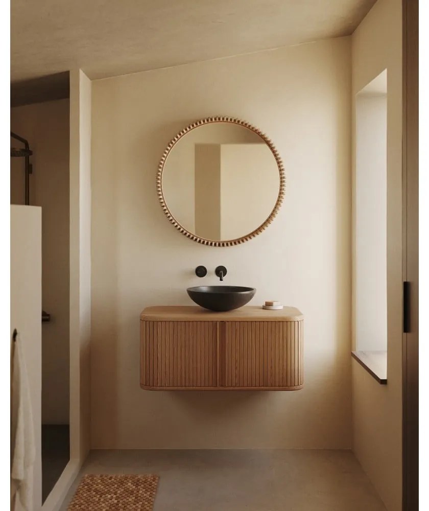 Lustro ścienne z drewnianą ramą ø 80 cm Polke – Kave Home