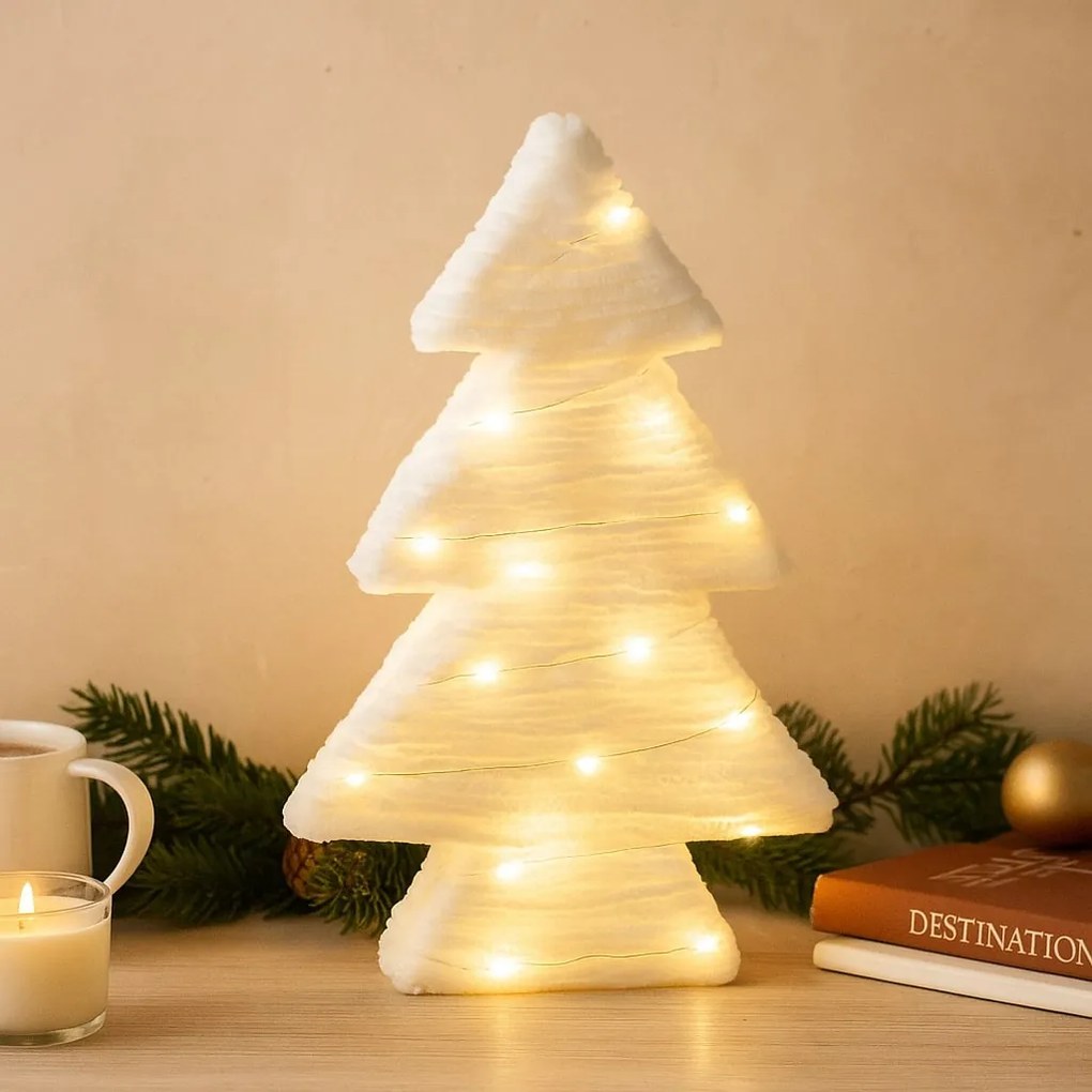 Dekoracyjna choinka z materiału z LED, 30 cm