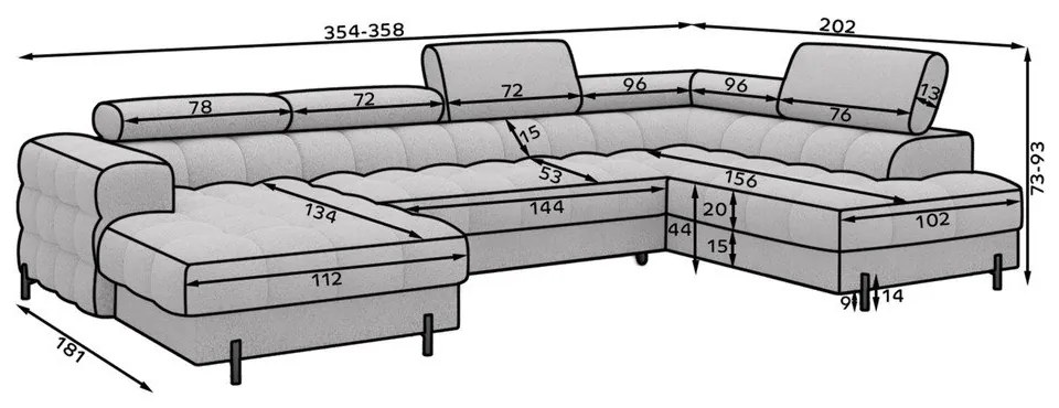 Ciemnoszary rozkładany narożnik z materiału bouclé (prawostronny/w kształcie litery U) Feraria – ELTAP