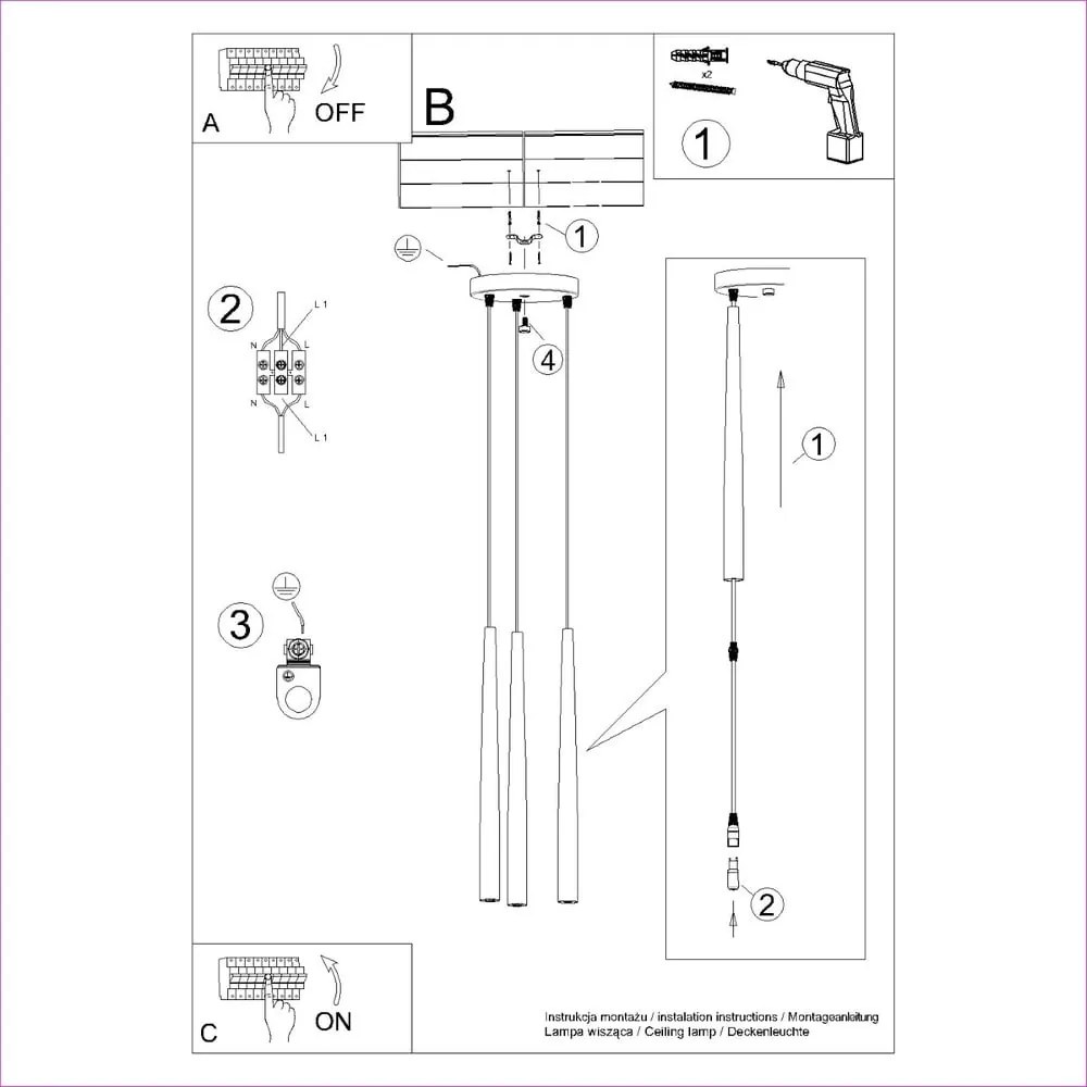 Czarna lampa wisząca ø 19,5 cm Bliss – Nice Lamps