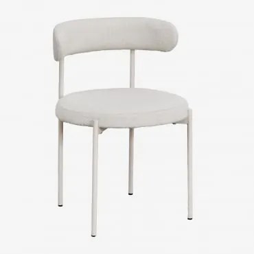 Zestaw 4 Krzeseł Do Jadalni Z Tkaniny Brim Bouclé Bouclé White - Sklum