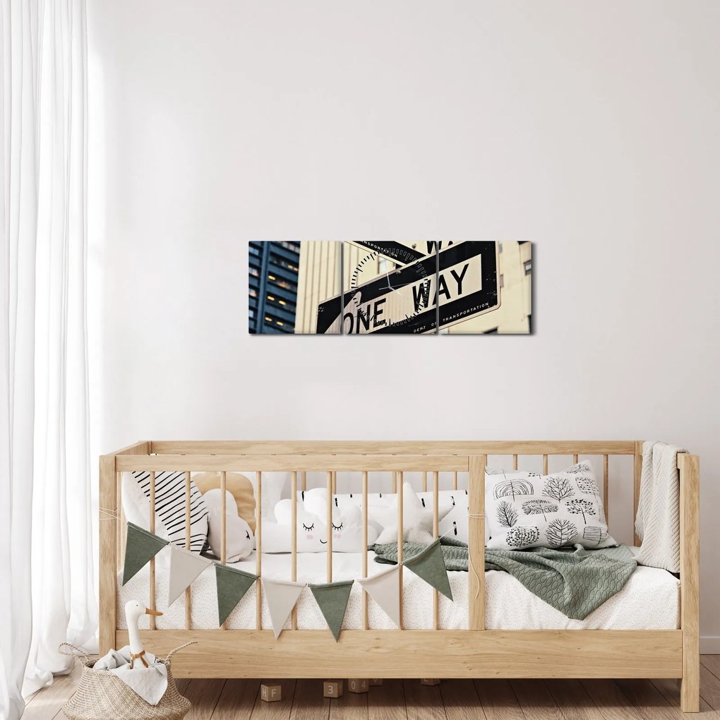 Obraz - New York ONE WAY (z zegarem) (90x30 cm)