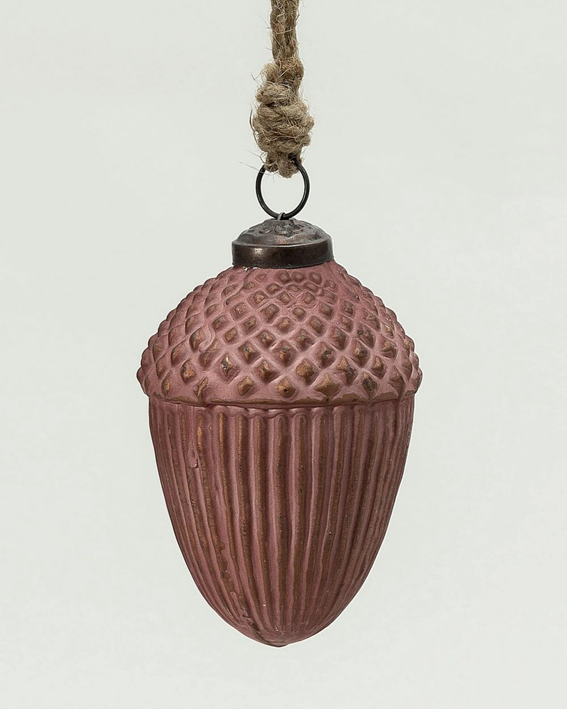 Bombka szklana Acorn Burgundy 7x10 cm