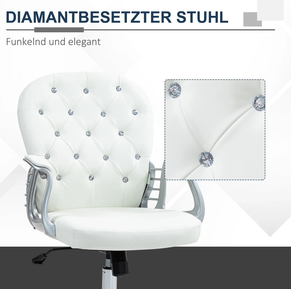 Vinsetto Krzesło biurowe, ergonomiczne krzesło do biura z podłokietnikami, wyściełane oparcie Białe