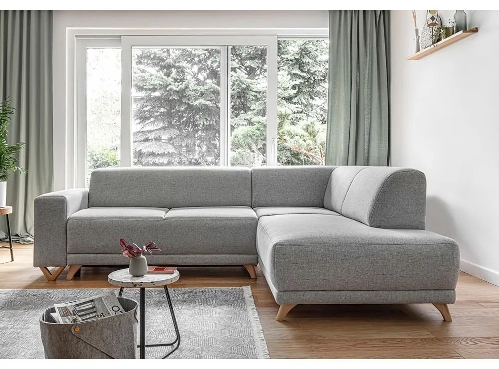 Jasnoszary rozkładany/ze schowkiem narożnik (prawostronny/w kształcie litery L) Classy Sophie – Miuform