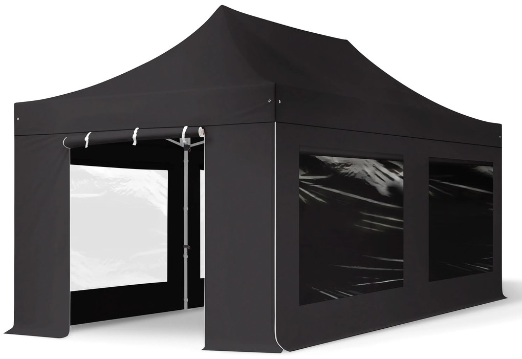 TOOLPORT 3x6 m Namiot Ekspresowy PROFESSIONAL Alu 40 mm, ze ścianami bocznymi, okna panoramiczne , czarny - (600222)