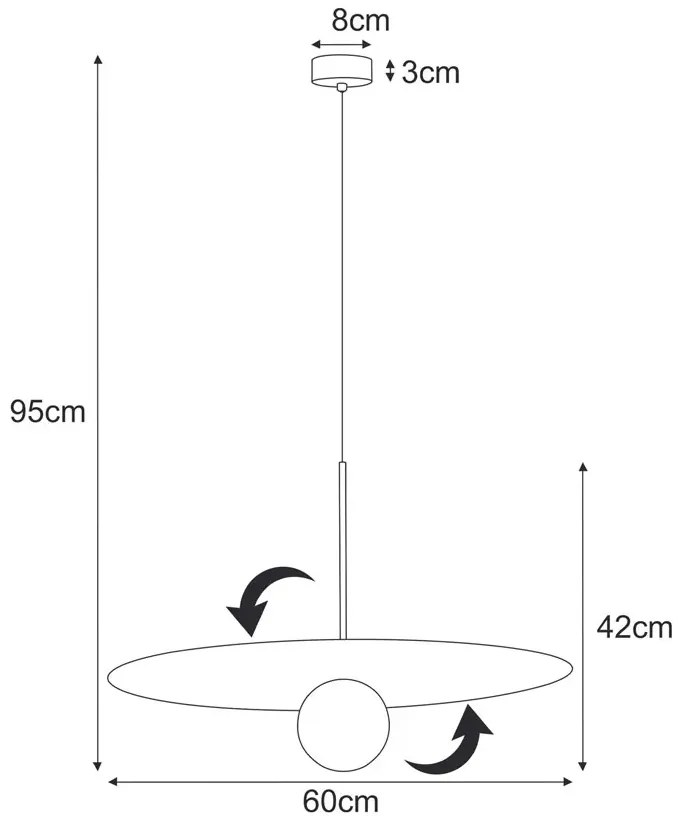 Duża lampa wisząca loft kapelusz z ruchomą tarczą - A695 Tereza 13X