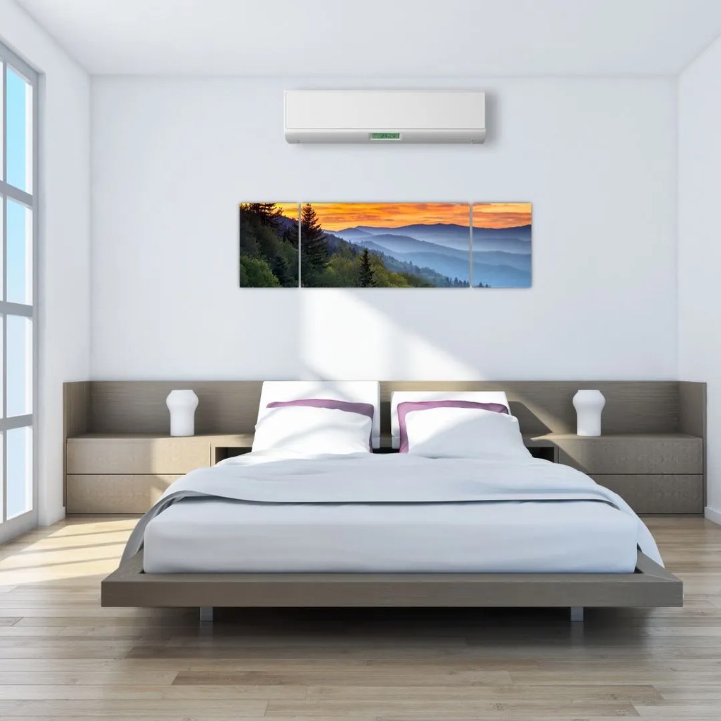 Obraz - Czerwone chmury w górach (170x50 cm)