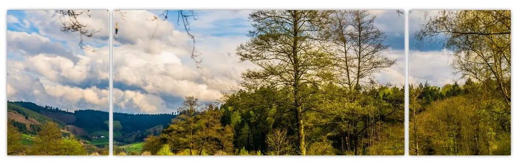 Obraz łodzi nad jeziorem (170x50 cm)
