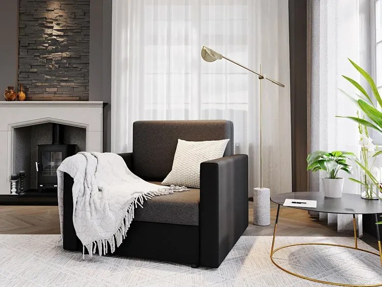 Sofa Amerykanka Czarny Szary + Bernis 2X