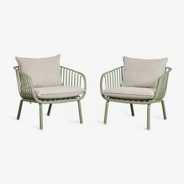 Zestaw 2 Foteli Ogrodowych Z Stali I Polipropylenu Aradina Zielony Lauerl - Sklum