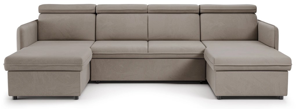 Narożnik z funkcją spania Barcelia U - beżowa tkanina Asti 03